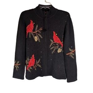 Heirloom Collectables Sweater Christmas Collection 2004 Black w/Cardinals Size M
